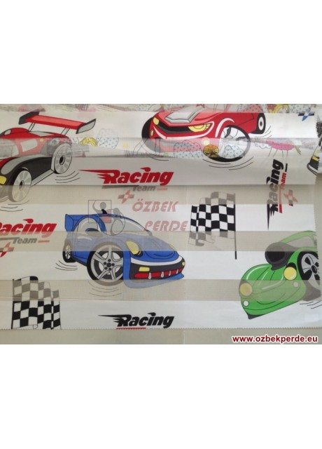 Racing Baskılı Zebra Perde  